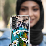 LG Aristo 5 White Daisies Graffiti Wall Art Painting Hybrid Protective Phone Case Cover