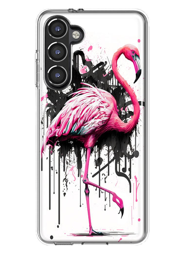Samsung Galaxy S23 Pink Flamingo Painting Graffiti Hybrid Protective Phone Case Cover