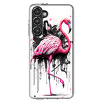 Samsung Galaxy S23 Pink Flamingo Painting Graffiti Hybrid Protective Phone Case Cover