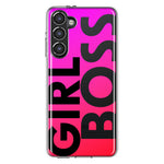 Samsung Galaxy S23 Pink Clear Funny Text Quote Girl Boss Hybrid Protective Phone Case Cover