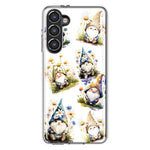 Samsung Galaxy S23 Cute White Blue Daisies Gnomes Hybrid Protective Phone Case Cover