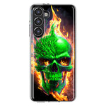 Samsung Galaxy S23 Plus Green Flaming Skull Burning Fire Double Layer Phone Case Cover