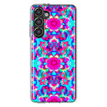 Samsung Galaxy S23 Pink Blue Vintage Hippie Tie Dye Flowers Hybrid Protective Phone Case Cover