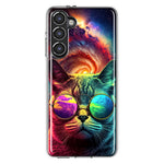 Samsung Galaxy S23 Plus Neon Rainbow Galaxy Cat Hybrid Protective Phone Case Cover