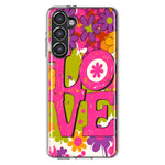 Samsung Galaxy S23 Pink Daisy Love Graffiti Painting Art Hybrid Protective Phone Case Cover