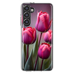 Samsung Galaxy S23 Pink Tulip Flowers Floral Hybrid Protective Phone Case Cover