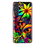 Samsung Galaxy S23 Plus Neon Rainbow Psychedelic Trippy Hippie Daisy Flowers Hybrid Protective Phone Case Cover