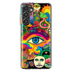 Samsung Galaxy S23 Neon Rainbow Psychedelic Trippy Hippie Multiple Eyes Hybrid Protective Phone Case Cover