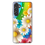 Samsung Galaxy S23 Colorful Rainbow Daisies Blue Pink White Green Double Layer Phone Case Cover