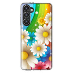 Samsung Galaxy S23 Plus Colorful Rainbow Daisies Blue Pink White Green Double Layer Phone Case Cover