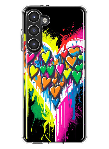 Samsung Galaxy S23 Colorful Rainbow Hearts Love Graffiti Painting Hybrid Protective Phone Case Cover