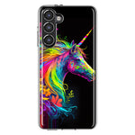 Samsung Galaxy S23 Neon Rainbow Glow Unicorn Floral Hybrid Protective Phone Case Cover