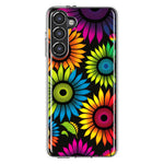 Samsung Galaxy S23 Neon Rainbow Glow Sunflowers Colorful Floral Pink Purple Double Layer Phone Case Cover