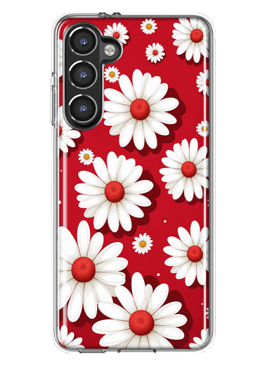Samsung Galaxy S23 Cute White Red Daisies Polkadots Double Layer Phone Case Cover