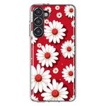 Samsung Galaxy S23 Cute White Red Daisies Polkadots Double Layer Phone Case Cover