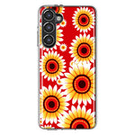 Samsung Galaxy S23 Yellow Sunflowers Polkadot on Red Double Layer Phone Case Cover