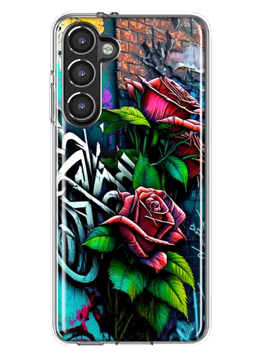 Samsung Galaxy S23 Red Roses Graffiti Painting Art Hybrid Protective Phone Case Cover