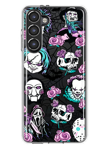 Samsung Galaxy S23 Plus Roses Halloween Spooky Horror Characters Spider Web Hybrid Protective Phone Case Cover