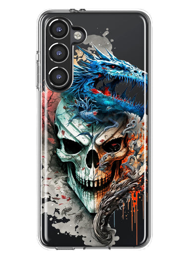 Samsung Galaxy S23 Plus Fantasy Blue Dragon Dream Skull Double Layer Phone Case Cover
