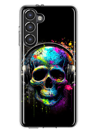 Samsung Galaxy S23 Fantasy Skull Headphone Colorful Pop Art Hybrid Protective Phone Case Cover