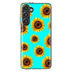 Samsung Galaxy S23 Plus Yellow Sunflowers Polkadot on Turquoise Teal Double Layer Phone Case Cover