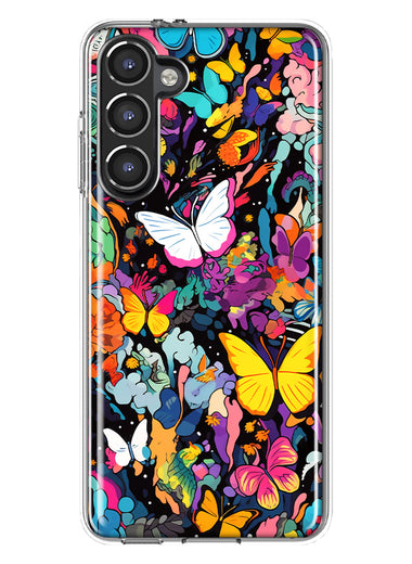 Samsung Galaxy S23 Psychedelic Trippy Butterflies Pop Art Hybrid Protective Phone Case Cover