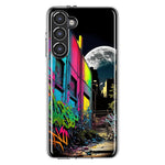 Samsung Galaxy S23 Urban City Full Moon Graffiti Painting Art Hybrid Protective Phone Case Cover