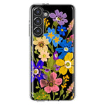 Samsung Galaxy S23 Blue Yellow Vintage Spring Wild Flowers Floral Hybrid Protective Phone Case Cover