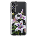 Samsung Galaxy S23 Plus White Lavender Lily Purple Flowers Floral Hybrid Protective Phone Case Cover