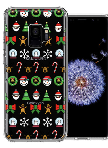 Samsung Galaxy S9 Classic Christmas Polka Dots Santa Snowman Reindeer Candy Cane Design Double Layer Phone Case Cover
