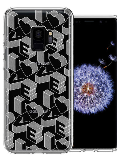 Samsung Galaxy S9 3D Love Letters Hearts Valentine's Day Double Layer Phone Case Cover