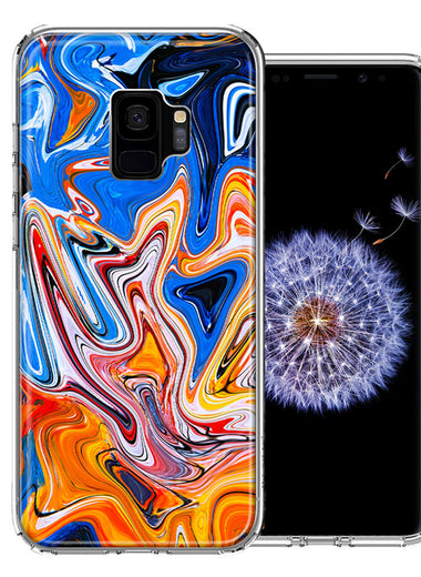 Samsung Galaxy S9 Blue Orange Abstract Design Double Layer Phone Case Cover