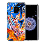 Samsung Galaxy S9 Blue Orange Abstract Design Double Layer Phone Case Cover