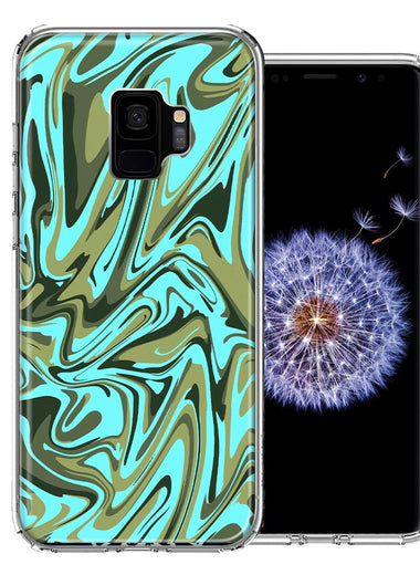 Samsung Galaxy S9 Blue Green Abstract Design Double Layer Phone Case Cover