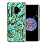 Samsung Galaxy S9 Blue Green Abstract Design Double Layer Phone Case Cover