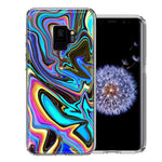 Samsung Galaxy S9 Blue Paint Swirl Design Double Layer Phone Case Cover