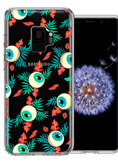 Samsung Galaxy S9 Halloween Creepy Tropical Eyeballs Design Double Layer Phone Case Cover