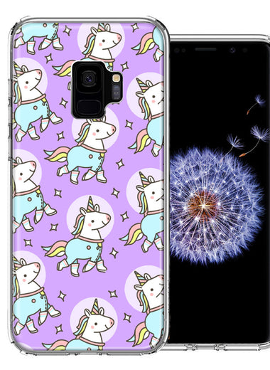 Samsung Galaxy S9 Cute Unicorns Purple Design Double Layer Phone Case Cover