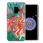 Samsung Galaxy S9 Green Pink Abstract Design Double Layer Phone Case Cover