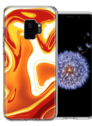 Samsung Galaxy S9 Orange White Abstract Design Double Layer Phone Case Cover