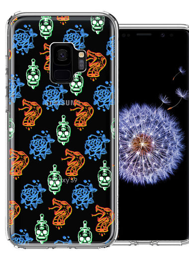 Samsung Galaxy S9 Snakes Skulls Roses Design Double Layer Phone Case Cover