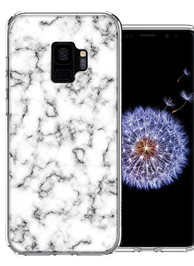 Samsung Galaxy S9 White Grey Marble Design Double Layer Phone Case Cover