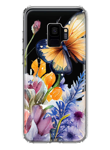 Samsung Galaxy S9 Spring Summer Flowers Butterfly Purple Blue Lilac Floral Hybrid Protective Phone Case Cover