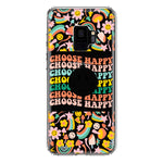 Samsung Galaxy S9 Choose Happy Smiley Face Retro Vintage Groovy 70s Style Hybrid Protective Phone Case Cover