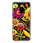 Samsung Galaxy S9 Colorful Yellow Pink Folk Style Floral Vibrant Spring Flowers Hybrid Protective Phone Case Cover