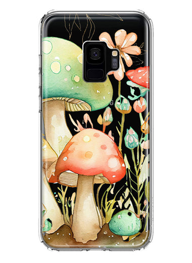 Samsung Galaxy S9 Fairytale Watercolor Mushrooms Pastel Spring Flowers Floral Hybrid Protective Phone Case Cover