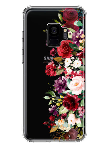 Samsung Galaxy S9 Red Summer Watercolor Floral Bouquets Ruby Flowers Hybrid Protective Phone Case Cover