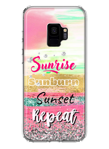 Samsung Galaxy S9 Summer Brush Strokes Sunrise Sunburn Sunset Repeat Hybrid Protective Phone Case Cover