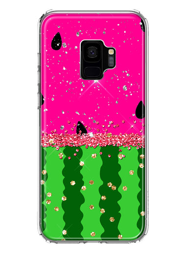 Samsung Galaxy S9 Summer Watermelon Sugar Vacation Tropical Fruit Pink Green Hybrid Protective Phone Case Cover