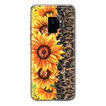 Samsung Galaxy S9 Yellow Summer Sunflowers Brown Leopard Honeycomb Hybrid Protective Phone Case Cover